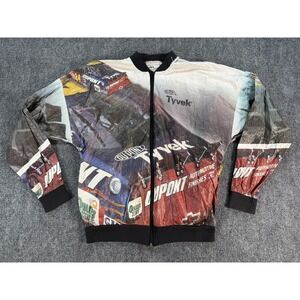 Vintage Jeff Gordon Jacket Mens Medium NASCAR Allover Print DuPont Tyvek 90s